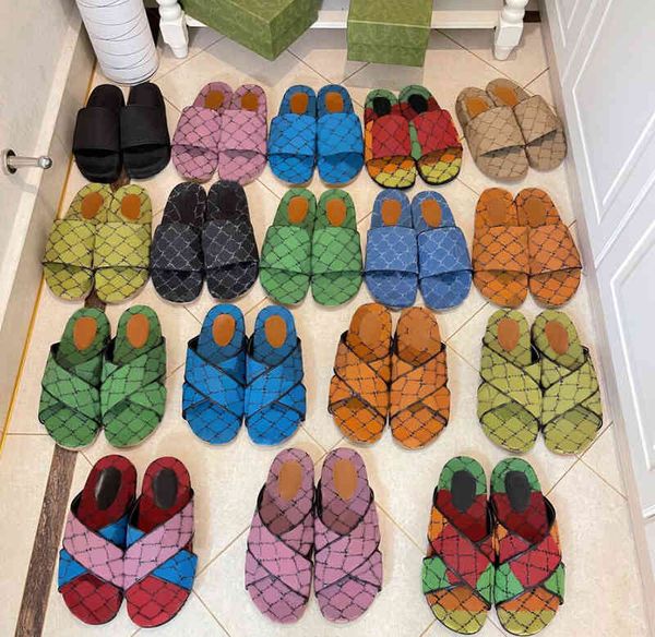 

women luxury designer sandal canvas platform slippers real leather beige brick red colors beach slides slipper outdoor party classic sandals, Black