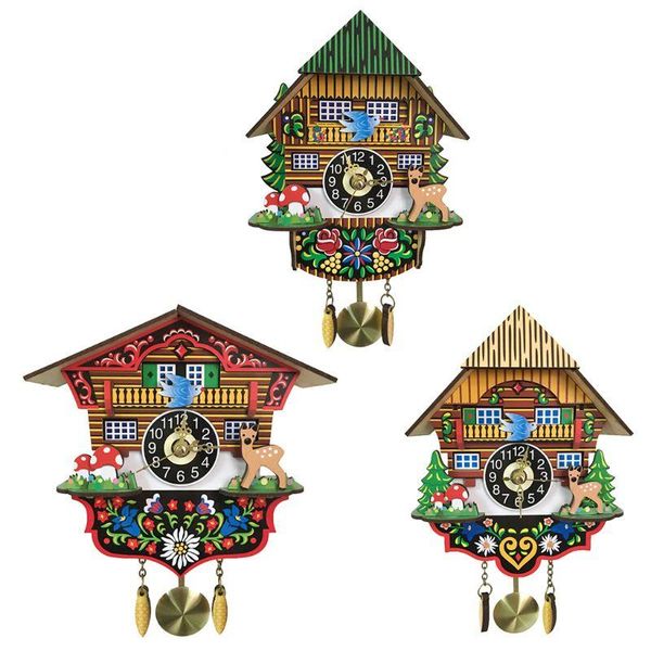 

wall clocks 3d cartoon cuckoo wooden hanging swing clock for kids living room decor 875a