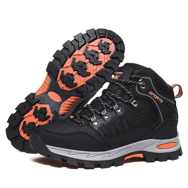 

non-slip men hiking shoes high male sneakers round head mountain climbing trainers otr trekking footwear walking zapatos 45