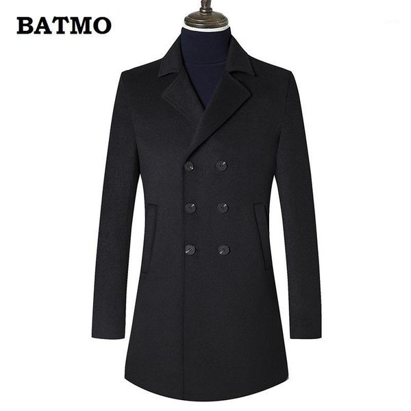 

batmo 2019 new arrival autumn wool double breasted trench coat men,men's wool jackets ,plus-size m-xxxl1, Black