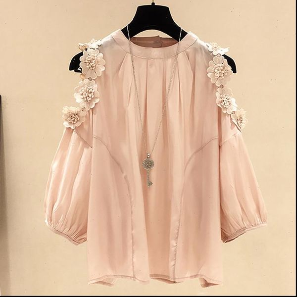 

flower print chiffon blouse off shoulder womens blouse breathable chiffon shirt plus size drop shipping, White