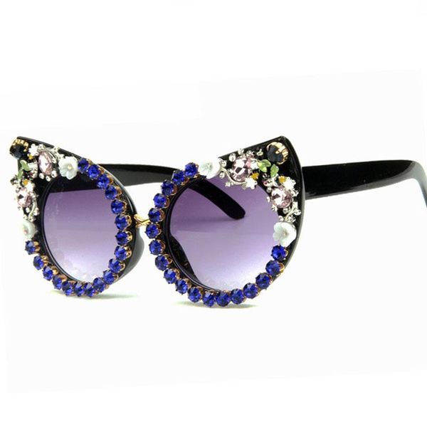

Veshion Cat Eye Diamond Luxury Sunglasses Men Women Fashion UV400 Glasses, White;black