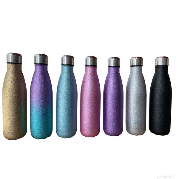 

17oz water double wall insulated 500ml bowling shape glitter tumbler stainless steel sports sparkle bottle a05