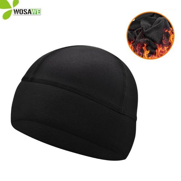 

wosawe winter cycling helmets inner lining fleece caps warm up thermal windproof motorcycle motocross ski under helmets hats1, Black