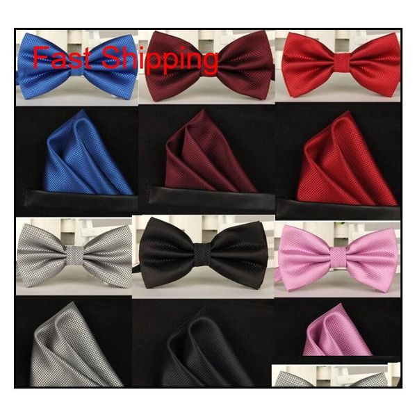 

silk solid business bowtie men vintage purple black yellow silver wedding bow tie pocket square han qyllrk homes2007, Blue;white