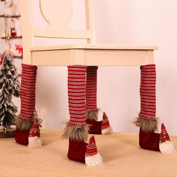 

chair covers 1pc funny diy christmas feet cover decoration tables and chairs foot non-slip cases year supplies
