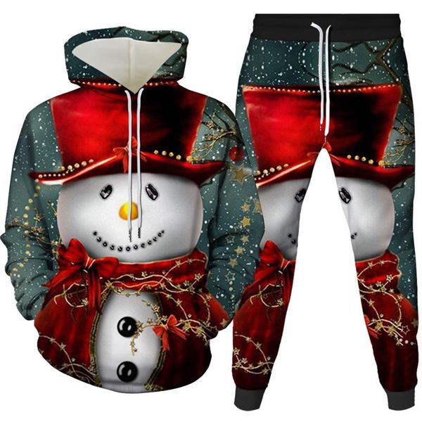 

fashionable new style christmas 3d printing hoodie sweater + trousers men and women sports leisure two piece set, Gray