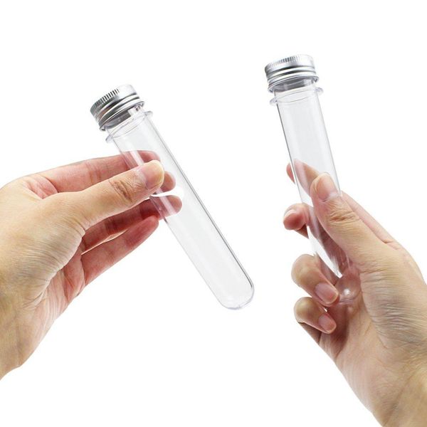 

25pcs 30ml excellent plastic transparent test tubes with aluminum cap bottles school supplies lab equipments 25x110mm q wmtufl