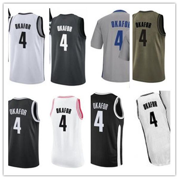

custom 2020 net style jerseys black white green grey army green 4 jahlil okafor basketball jersey, Black;red