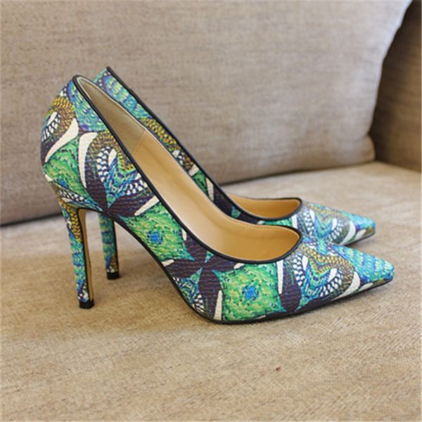 

mode green 2020 transporter women printed python leather poined toed and stiletto high pump alta-salto alto sapato wedding h0fa, Black