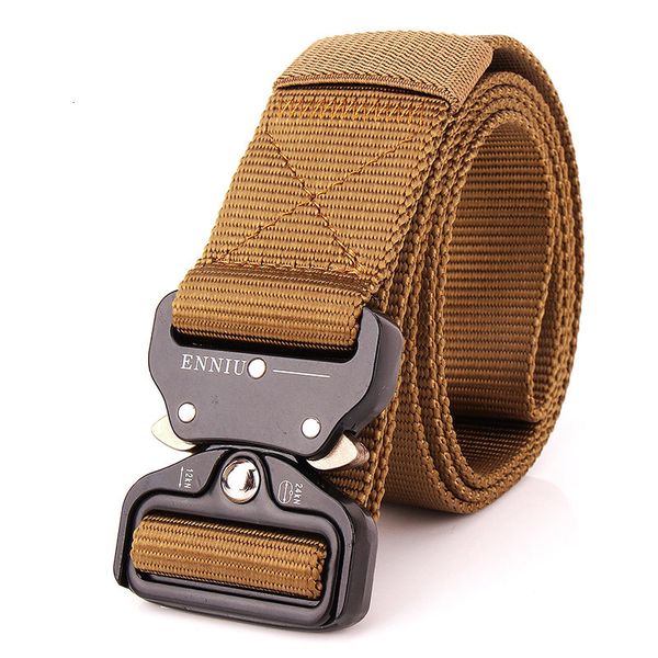 

the new enniu 3.8cm release buckle quick dry outdoor safety training pure nylon duty tactical belt, Black;green