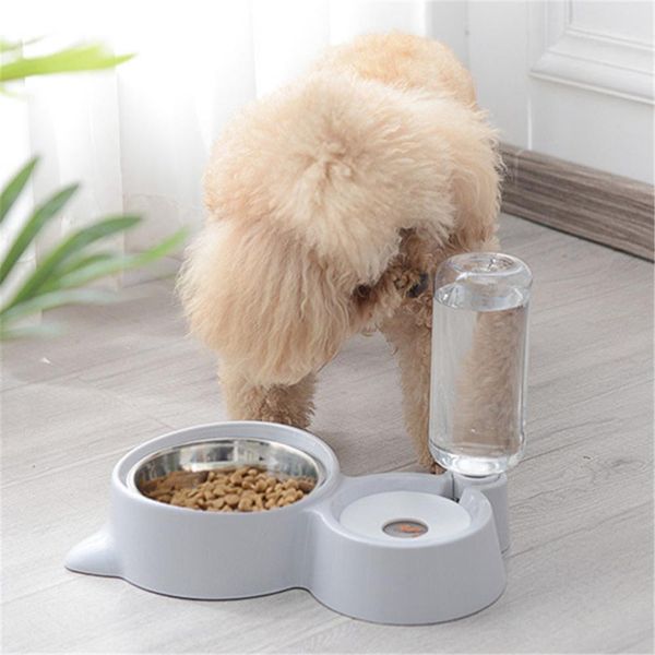 

automatic pet feeder non-slip cat dog drinking dish water dispenser stainless steel puppy feeding food bowl