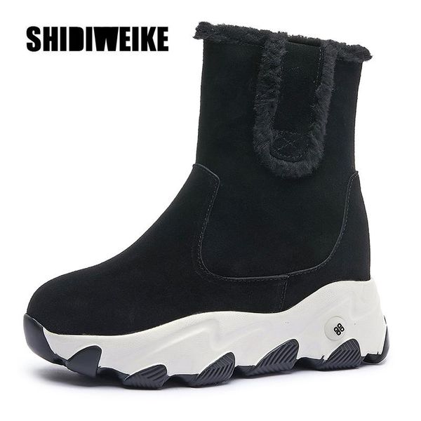 

women ankle boots winter short boots fashion zip botas plush platform shoes ladies snow fake suede black va171