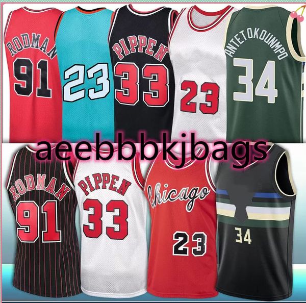 

ncaa antetokounmpo basketball 8 zach 33 scottie 91 dennis pippen lavine rodman 34 giannis retro stitched jersey, Black;red