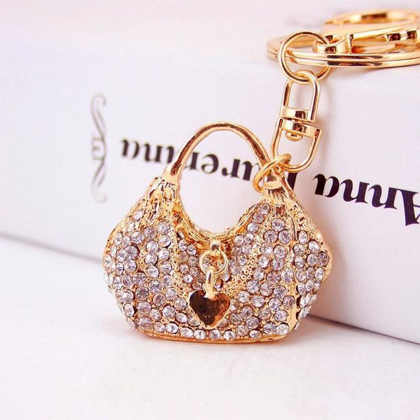 

fashionable cute crystal handbag shape key chain women's bag accessories metal pendant key chain small gift1, Silver