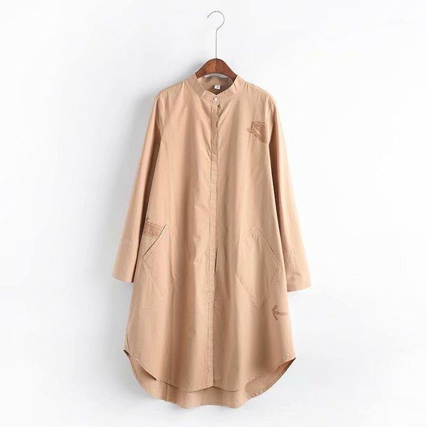 

women's trench coats women coat autumn style korean-style stand-collar long-sleeve slim fit slimming printed 3-color fashion wild1, Tan;black