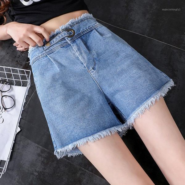 

women's jeans denim shorts women's summer 2021 fringed mahogany female ripped for women1, Blue