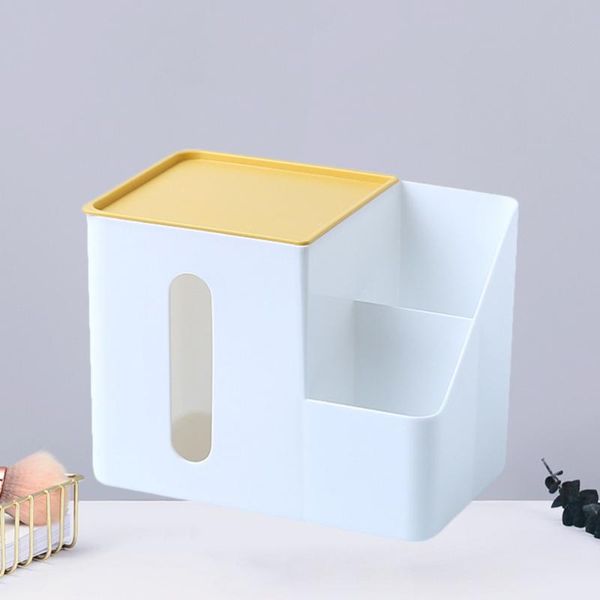 

deskstorage box multifunction facial tissue box with holder for home office (yellow)