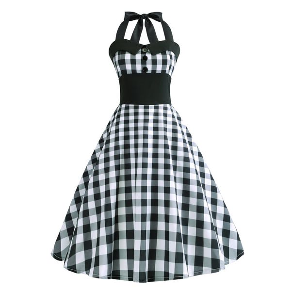 

spring and summer new plaid suspender skirt hepburn fashion dress, Black;gray
