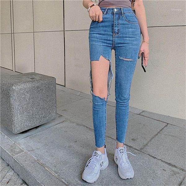 

jujuland woman hole blue jeans casual ins summer autumn loose jeans 98611
