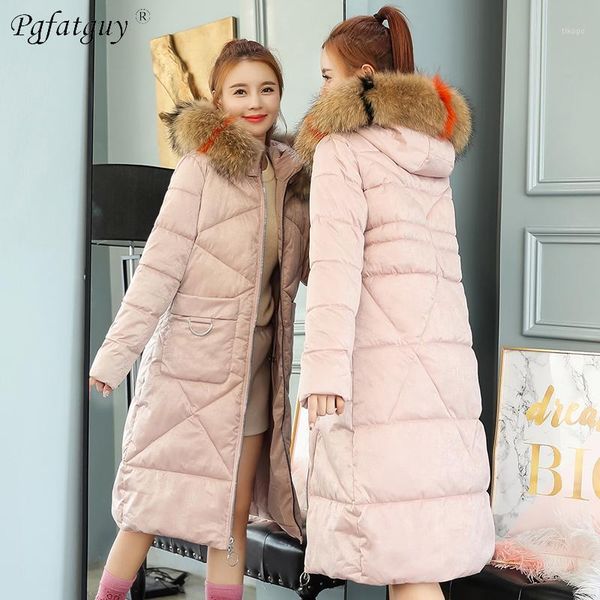 

women winter down cotton parkas 2018 female real fur hooded coats girls outwear parkas clothes ladies big pocket velvet jackets1, Black