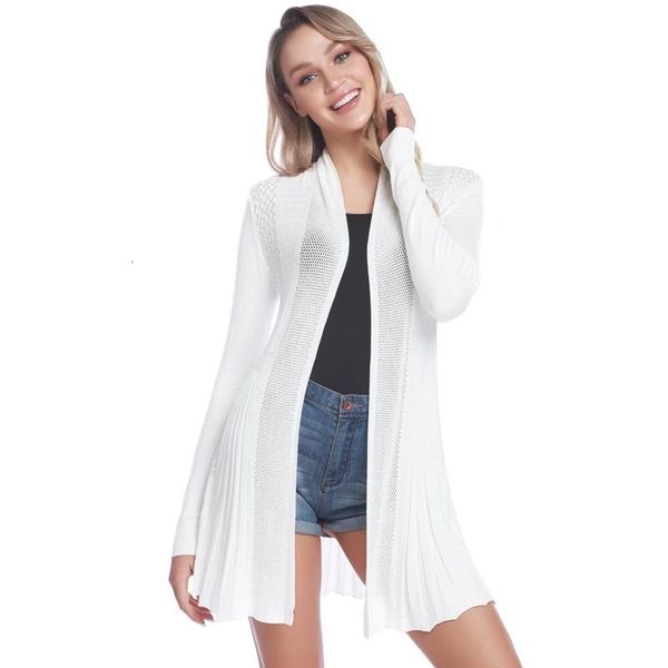 

iclosam 2021 women casual cardigan knitted open front long sleeve mid-length warm cardigan sweater air-conditioned rooms wear t200910, White;black