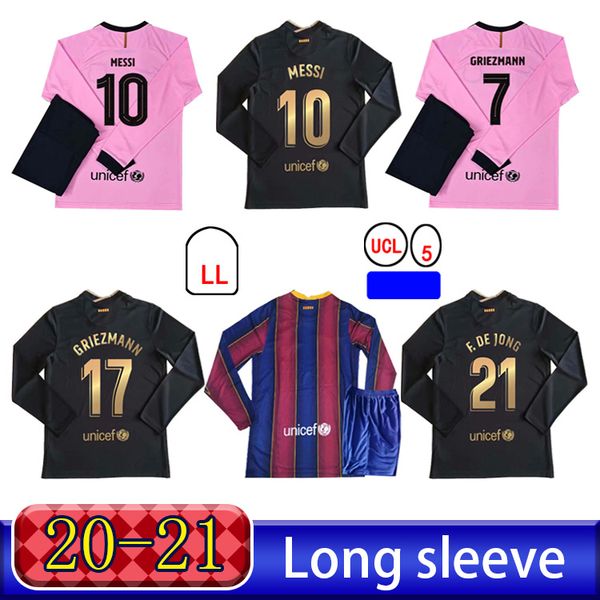 

2020 soccer jersey piqué dest s.roberto braithwaite pedri sergio ansu fati 2021 long sleeve men's home away football shirt, Black;yellow