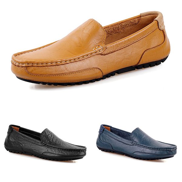 

non-brand men peas shoes leather casual fashion breathable blue black brown lazy soft bottom overshoes mens shoes size 38-44