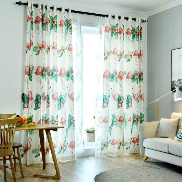 

curtain & drapes single panels nordic style digital printed flamingo bedroom for living room window decoration green/blue/beige