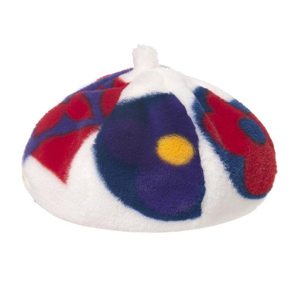 

fashion lady faux fur rainbow letter pattern berets hats caps women winter gorros mujer, Blue;gray