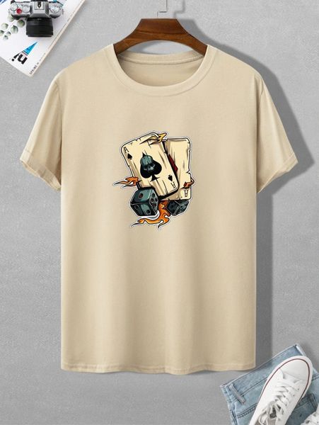

men playing cards print tee n1y0#, White;black