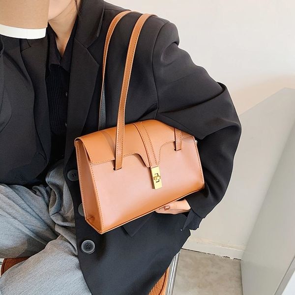 

fashion exquisite shopping bag simple women solid color shoulder handle bag pu large capacity commuter tote