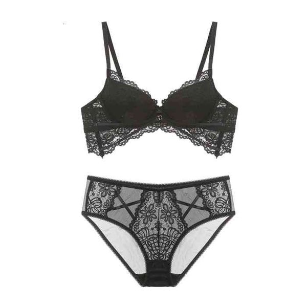 

fashion design luxury bra set medium thick cotton girth gathered girls' small breasts women's lace underwear, Red;black