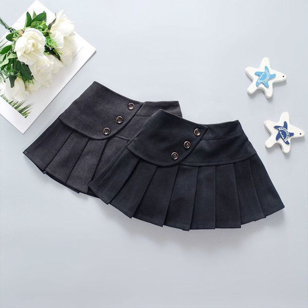 

girls' half length tweed autumn and thickened college sle versatile children's pleated winter baby skirt, Blue
