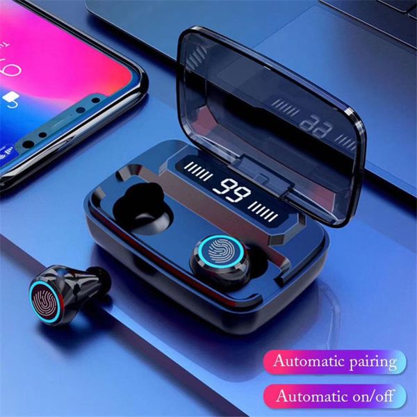 

m11 headset bluetooth earphone earplugs v5.0 tws touch control stereo sport wireless noise-reduction earbuds with power bank
