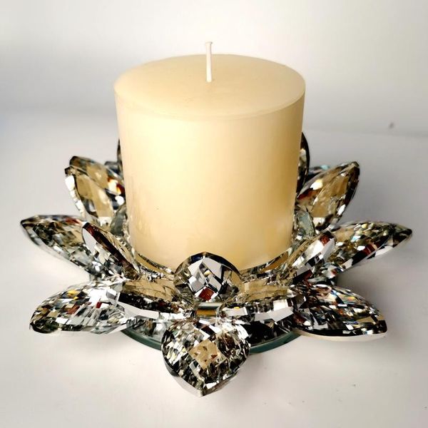 

candle holders crystal lotus glass flower light holder candlestick home decoration gift buddhist