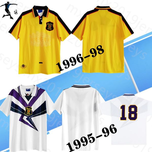 

1995-98 scotland away shirt retro soccer jerseys hendry john collins gallacher mckinlay boyd 95 96 97 98 99 classic football shirt, Black;yellow