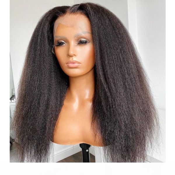 

mongolia silk base full lace human hair wigs with natural hairline kinky straight glueless lace front wigs remy hair u part, Black;brown