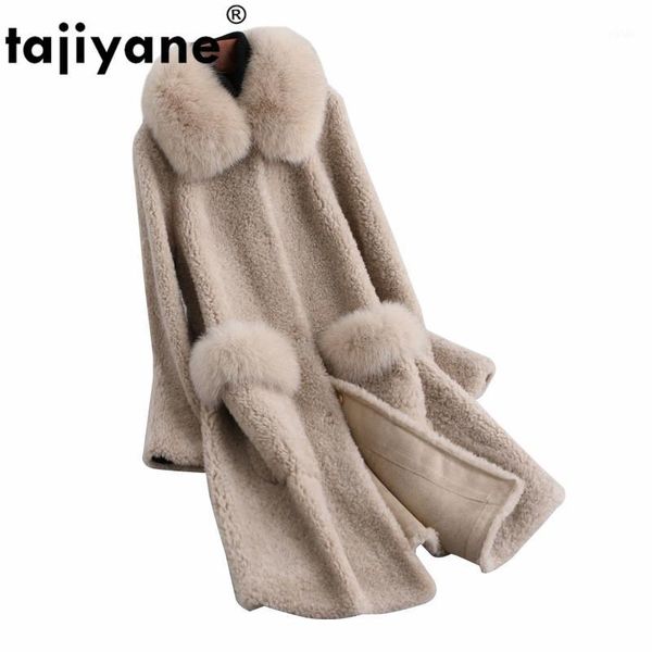

real fur coat fur collar 100% wool jacket spring autumn coat women clothes 2020 korean vintage manteau femme zt37881, Black