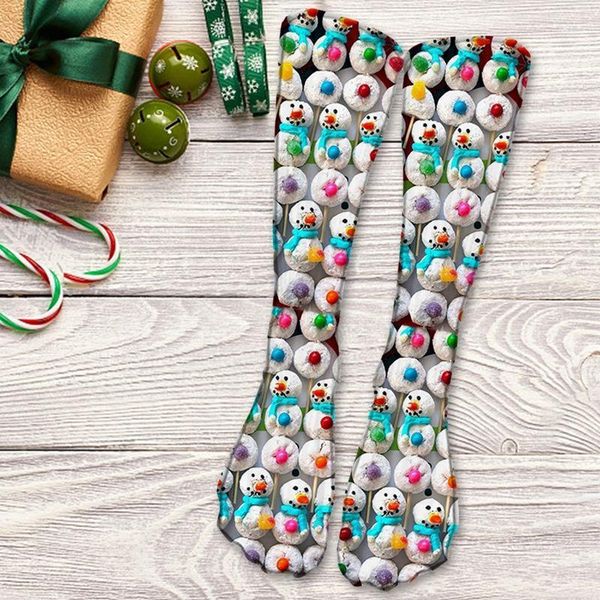 

3d digital printing santa socks holiday elk amazon mid-tube towel cotton excellent socks 2020 high thigh1, Black