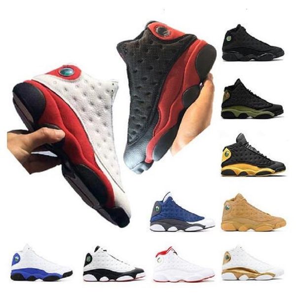 

double box zapatos mens 13 xiii 13s man basketball shoes sneaker bred black brown white hologram flint atheletic sports shoes trainer, White;red