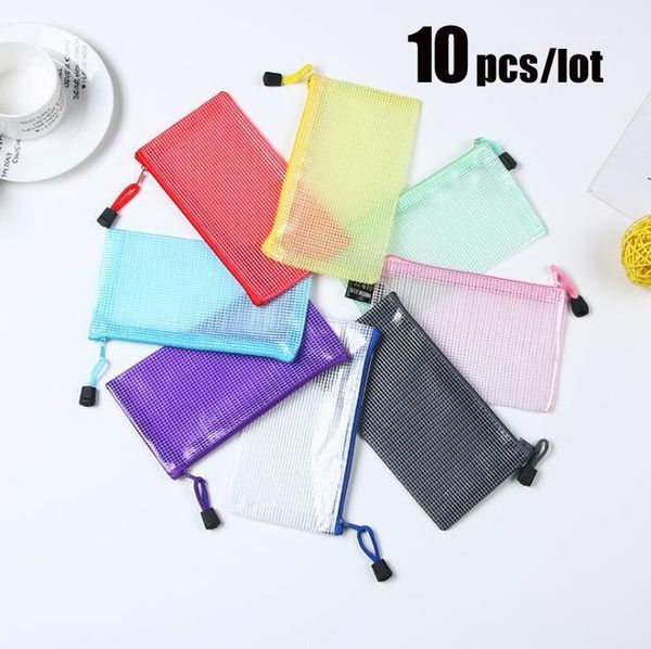 

gift wrap 10 pcs/lot multiple colors plastic double layer paper document file bill zipper bag pencil pouch bag1