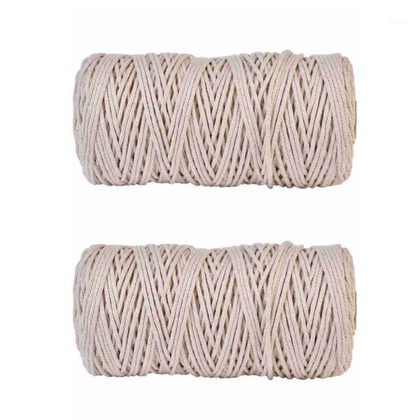 

2pcs mx200m natural handmade cotton cord macrame yarn rope diy wall hanging plant hanger craft string knitting1, Black;white