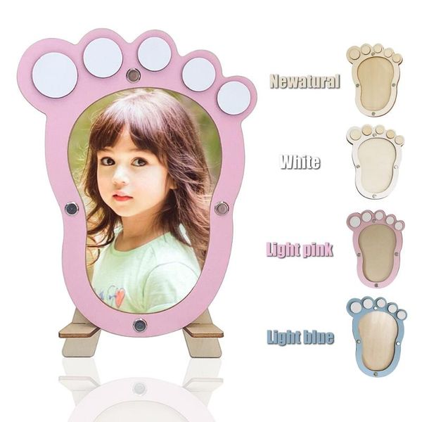 

frames creative cute baby foot shape wooden po frame lovely record baby's growth footprint picture