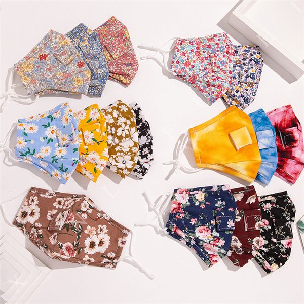 

style tie dye cotton straw floral 16 with drink hole dustproof printed face mask outdoor protective fashion mouth cover