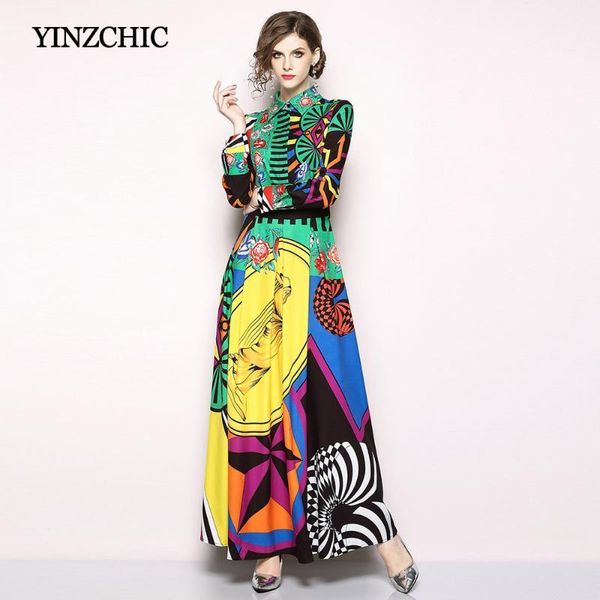

street woman summer fall maxi dress full sleeve female long party dresses 2020 colors printed woman polyester dress price1, Black;gray