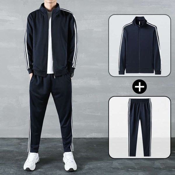 

leisure 2020 new step air autumn sports suit men's cardigan two piece zipper set, Gray