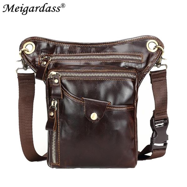 

waist bags meigardass genuine leather drop leg bag fanny pack men shoulder casual male travel belt thigh motorcycle
