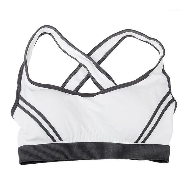 

gym clothing women's seamless padded sports bra crop running yoga fitness sport vest -  (white)1, White;black