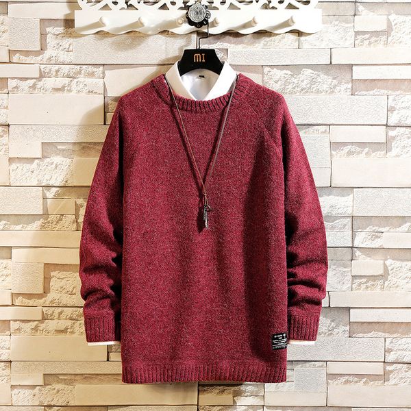 

2020 new men's black sleeves long autumn winter sweater knitted or crocheted neck o ver 5xl rr8l, White;black